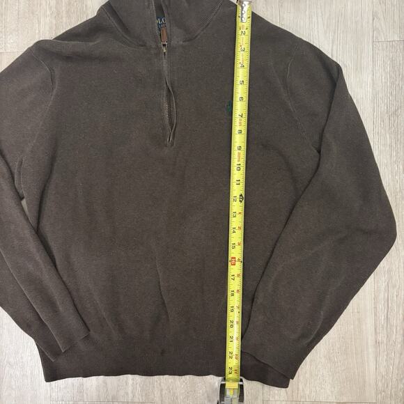 Polo Ralph Lauren Sweater Mens Large Charcoal Pima Cotton 1/4 Zip Preppy Dad - Picture 5 of 10